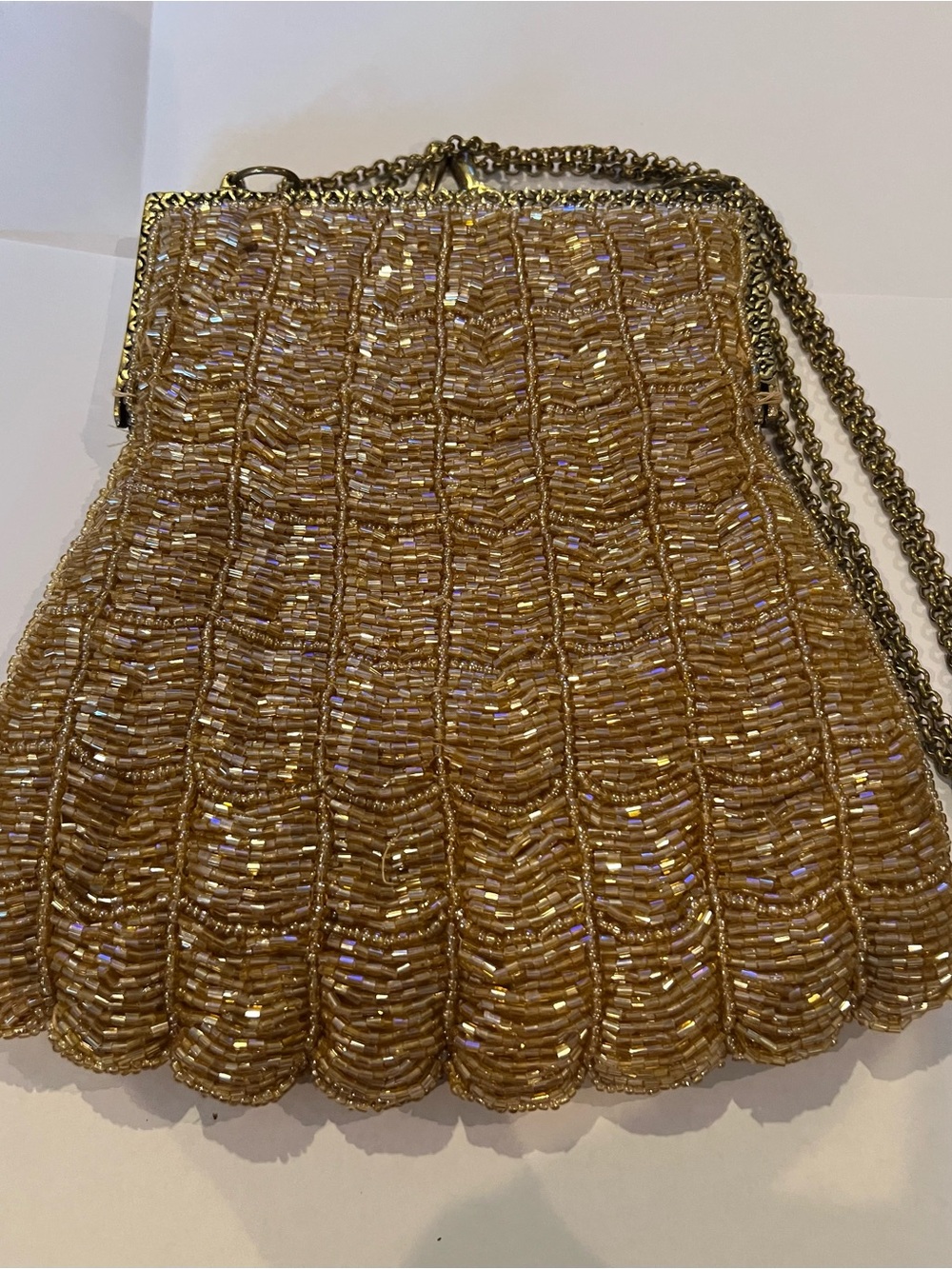 Gold Beaded Ladies Evening Bag - Picture 4 of 9